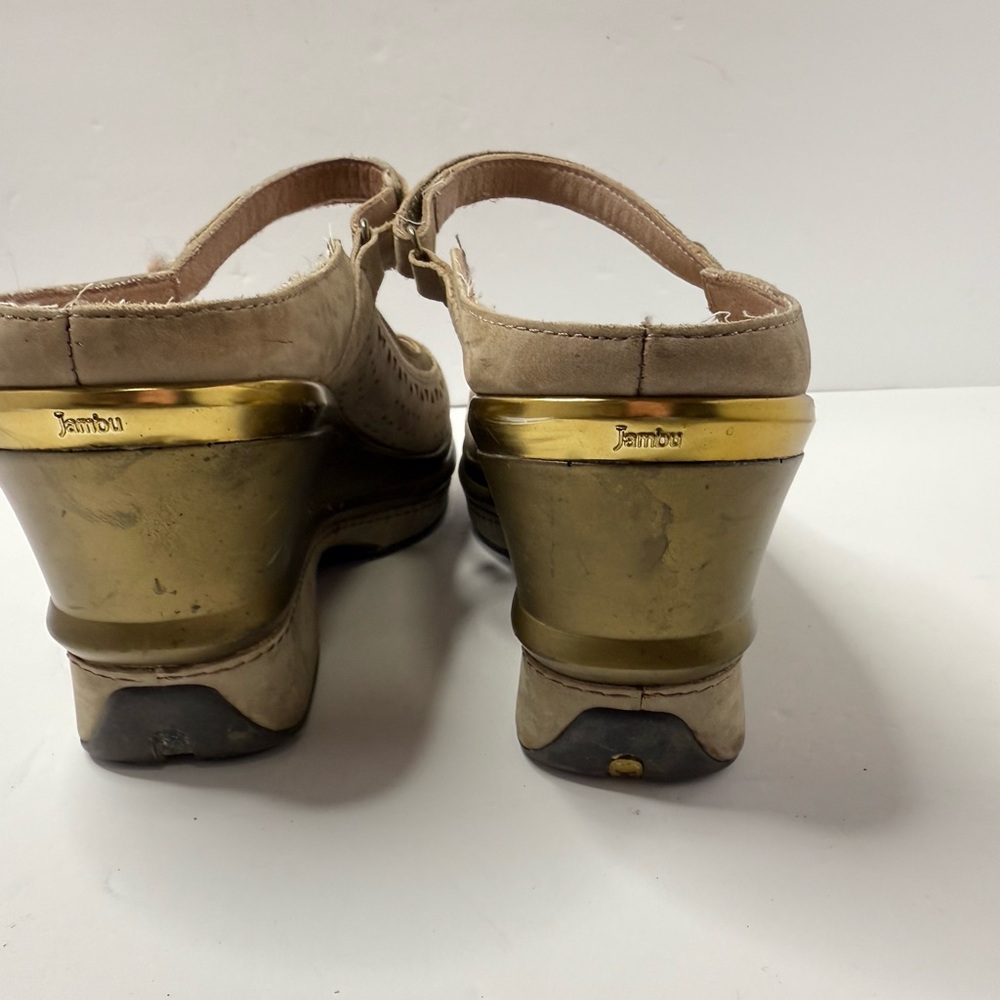 Jambu Tan Leather Mary Jane Women's Shoes Slip-On Wedge Comfort Size 11 - Picture 4 of 6